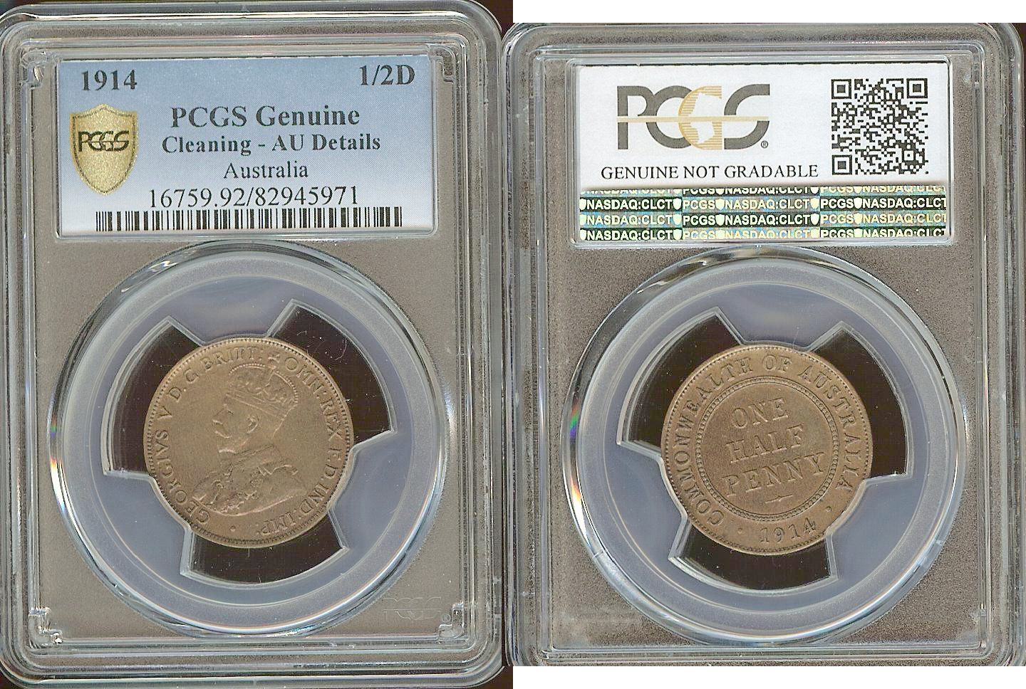 Australian half penny 1914 PCGS AU details
